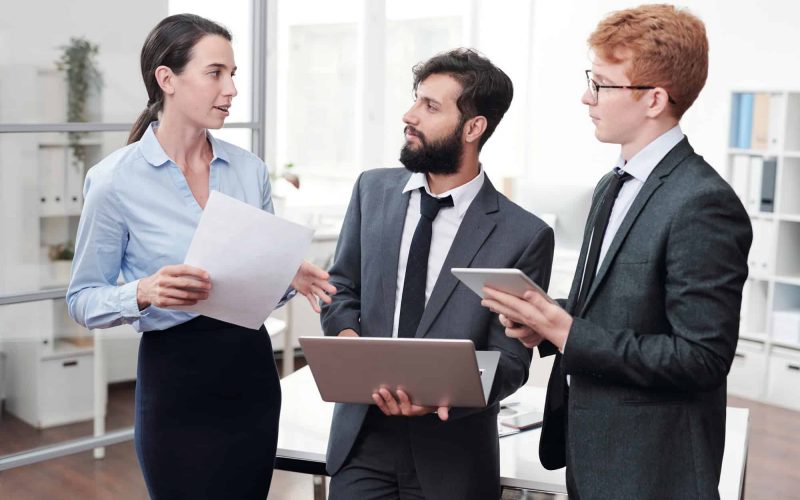 Team of professional men and women accountants